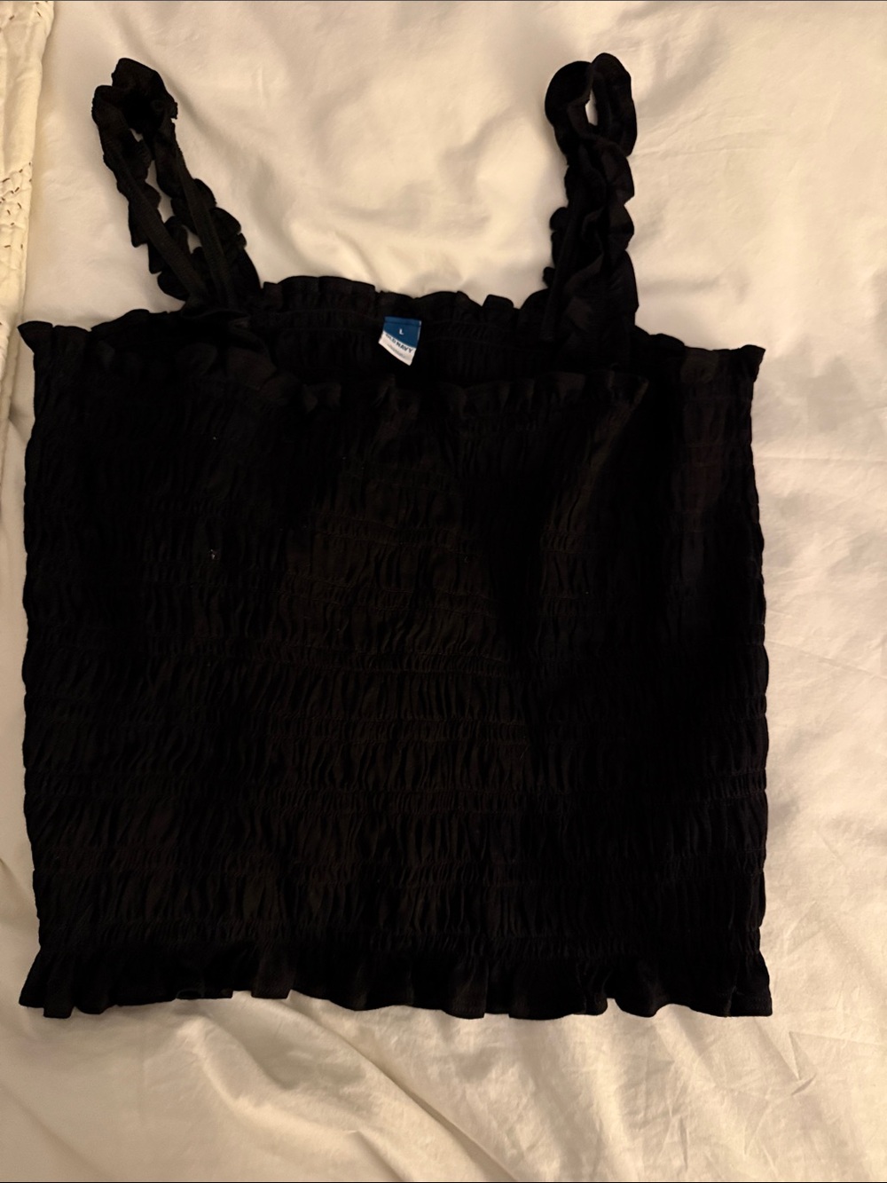 Old Navy Black Smocked Ruffle Strap Camisole